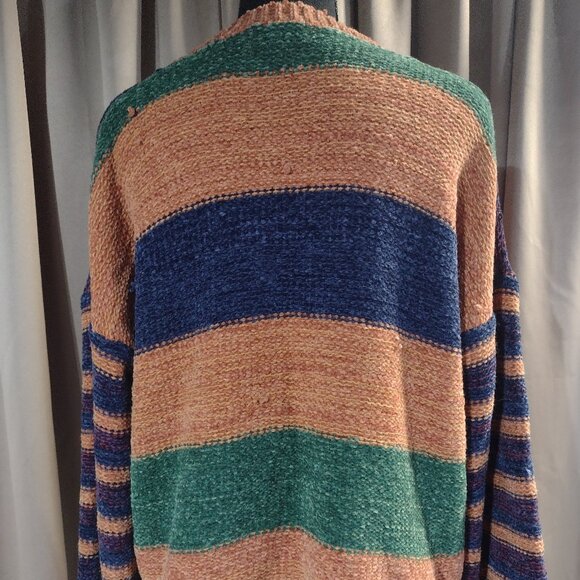 Women’s Woven Heart Multi-Color Striped Sweater – Size Large - Picture 2 of 15